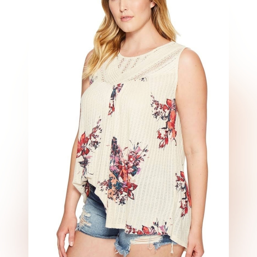 Lucky Brand knit floral flowy tank top